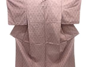 幾何学模様織り出し手織り紬単衣着物